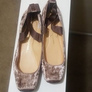 New Jessica Simpson Velvet brown ballet flats